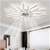 TuoyuanW Lampadario Con Ventilatore Da Soffitto Memoria Dimmerabile LED Soggiorno Ventilatore Da Soffitto Con Luce 6 Velocità Reversibile Plafoniera Con Ventilatore Con Telecomando E APP-White||100CM