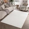 TAPISO Hygge Tappeto Salotto Moderno Effetto 3D Monocromatico tonalità Bianco Sporco Motivo Geometrico Astratto Soggiorno Camera Sala Oeko-Tex 300 x 400 cm