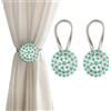 FOZUBOYO Fermagli magnetici per tende, confezione da 2 fermatenda con strass scintillanti, con filo elastico a molla, per decorare la casa e l'ufficio (verde)