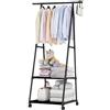 generico Stand Appendiabiti Porta Scarpe, Porta Borse in metallo per abiti con ruote 2 ripiani espositore guardaroba 160X55X42 cm (nero) -68776