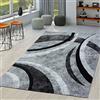 TT Home Tappeto Per Soggiorno A Righe Moderno Con Taglio Sagomato In Grigio Nero Mélange, Dimensione:60x110 cm