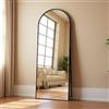 UTTQEW Specchio intero arco 164 x 54 cm, curvo, grande, cornice in lega di alluminio, vetro temperato, angoli rotondi, per camera da letto, soggiorno, guardaroba, colore nero