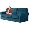 UNBBRRL Copridivano Ektorp Copri Divano in Velluto, Rivestimento Individuale del Cuscino E dello Schienale Salvadivano Lavabile Mobili Protector (Blu-Verde,3 posti 7 pz)