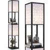 COSTWAY Lampada da Terra a 2 Luci con Mensole, Lampada a Stelo con 2 Paralumi Traforati, Catena a Strappo e Interruttore a Pedale, Richiede Lampadine E27, per Salotto e Camera da Letto (Fiori)