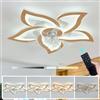 YUNZI Fiore Ventilatore da Soffitto con Luce E Telecomando Soggiorno Dimmerabile LED Lampadario Ventilatore Motore DC Reversibile 6 velocità Plafoniera con Ventilatore Design-Wood Grain