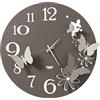 Arti & Mestieri Orologio da parete fiori e farfalle Piccolo ispirato alla natura, design 100% Made in Italy, diametro 45 cm (Fango e alluminio)