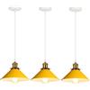 iDEGU 3 Pezzi Lampade a Sospensione Retrò 22cm Lampada da Soffitto Vintage in Metallo E27 Lampadario a Sospensione Moderno Stile Scandinavo Plafoniera per Cucina Soggiorno Caffè Cameretta (Giallo)