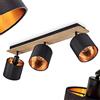 hofstein Lampada da soffitto Alsen, lampada da soffitto moderna in legno/metallo/tessuto nei colori marrone scuro/nero/rame, lampada dal design scandinavo con paralumi regolabili,3 x E14, senza lampadina/e