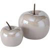 RiloStore 2 PZ Mela Decorativa grigio grigio chiaro 12cm e 8cm Mela Decorativa Frutta b480 Frutti Mele Oggetto Decorativo Frutti Ceramica Natura Morta Decorazione Autunnale