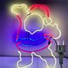 Partenopea Babbo Natale insegna a luce LED effetto Neon figura luminosa per parete vetrina decorazione natalizie luce rosso bianco e blu 60x45 cm da esterni e interni