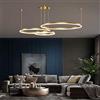 FUMIMID Lampadario Sospensione LED Lampada Soggiorno Lampadario Dimmerabile Con Telecomando Lampade Sospensione Moderne Tavolo Pranzo Soffitto Luminoso Acrilico Rotondo in Alluminio,D'oro,3laps30+50+70cm