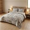 Tex family Copripiumino Tirolese Cuori "Aprica" Beige - Cotone 100% Artigianale Made in Italy - Cm. 200X200