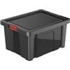 eacommerce | Box contenitore multiuso | Coperchio con clip soft touch, impilabile e sovrapponibile, resistente agli urti | Per garage, deposito, portagiochi (Nero, 55 Litri - 44x56x30,5 cm)