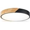 Alpinaluz Plafoniera LED da soffitto Ø 40 cm - Metallo nero e legno naturale - 30 W con luce dimmerabile CCT (3000 K/4000 K/6000 K) - Stile nordico moderno per soggiorno, sala da pranzo o camera da
