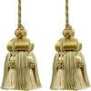 DÉCOPRO Elegante nappa per chiavi artigianale da 10 cm (4), anello da 8,5 cm (3 1/2), accentata con nappe a corona (Stile# KTAX4), citronella oro #LX02 (oro chiaro e giallo, verde salvia) confezione