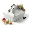 MAQA 25 Pezzi Scatole Porta Torta 15 x 21 cm, Rettangolari in Cartone Bianco e Oro con Maniglia, Porta Dolci, Pasticcini e Biscotti per Asporto, Feste, Pasticcerie e Catering