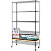 KARAT Scaffale sottile nero su ruote in metallo con 5 ripiani, carrello per cucina, bagno, cantina, ripostiglio fino a 120 kg, scaffale da cucina con ruote con freno di stazionamento, 89 x 34 x 150 cm