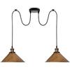LEDSone Lampada a sospensione industriale doppia, regolabile, a 2 teste, con cavo da 200 cm, attacchi E27, paralumi in metallo per cucina, sala da pranzo, soggiorno, bar, caffetteria (Rame spazzolato)