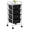Yaheetech Carrello con Ruote Portaoggetti con 4 Cassetti Cassettiere di Stoccaggio Plastica per Ufficio/Sala da Pranzo/Cucina/Dispensa/Soggiorno Nero