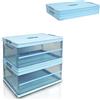 S.I.C Scatola Portaoggetti Trasparente Pieghevole,Scatole Immagazzinaggio Plastica,Organizer per Bagagliaio Auto,Armadi,Casa,Dispense,Ufficio (2*(42x28x21 cm), BLU)