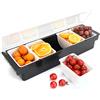HauTour Contenitore per ingredienti, contenitore in ABS con coperchio, contenitore per ingredienti, 5 scomparti per limoni, frutta, olive e cocktail, ingredienti per pizza