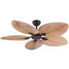 ITOSUI Ventilatore da soffitto da 52 Pollici con Telecomando ， Ventilatore a Palma con 5 Pale a Foglia ， Ventilatore da soffitto retrò con Decorazioni Senza Lampada