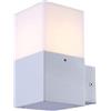 Partenopea Applique lampada da muro parete rettangolare moderna in alluminio e acrilico per esterno IP44 casa locali terrazza IP65 con attacco per lampadine E27 (Bianco, Lampadina esclusa)