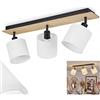 hofstein Lampada da soffitto Alsen, lampada da soffitto moderna in legno/metallo/tessuto nei colori marrone chiaro/nero/bianco, lampada dal design scandinavo con paralumi regolabili, 3 x E14, senza lampadina/e