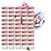 MamboCat Set di 50 vasetti in vetro da 125 ml, per marmellate, per conserve, fino a 66, coperchio a quadretti rosso, con ricettario per gelificare