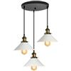 iDEGU 3 Luci Lampadario a Sospensione Vintage Lampada a Sospensione Retrò Stile Edison E27 Plafoniera Lampadario da Soffitto per Sala da Pranzo Soggiorno Cucina Bar, Bianco, 22CM (3 Luci, Piatto)