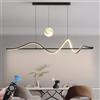 RuiRfh Lampadario moderno nero 120cm telecomando sfera di vetro LED dimmerabile Lampada a sospensione Lampadari dal design moderno a spirale regolabile lineare per illuminazione tavolo da pranzo isola