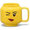 Room Copenhagen LEGO - Tazza piccola in ceramica con ragazza che strizza l'occhiolino, 255 ml, perfetta idea regalo per uomini, tazze per bambini e donne, simpatica e unica, piccola tazza lavabile in lavastoviglie