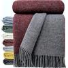 STTS International Coperta in lana vergine al 100%, in diversi colori; copriletto Tirol in lana vergine, double face, 140 x 200 cm, grigio/rosso