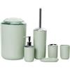 Wanym Set Bagno Accessori Completo Moderno, Set Bagno Moderno 6 Pezzi Dispenser Portaspazzolino Bicchiere Portasaponetta Portascopino Pattumiera,Verde