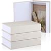 Tioncy 3 scatole decorative per libri, moderne, in finto lino, per librerie, tavolini, libri fai da te (bianco crema, 21 x 15 x 4 cm)