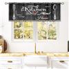 Laifzere Mantovana per tende rustiche per finestre, stile vintage, forchetta, cucchiaio, retrò, trattamento cucina, fienile, campagna, motivo legno, per bagno e soggiorno, 1 pannello (132 x 45 cm)