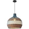 KBUUKYYXouy Lampadari a sospensione in rattan da caffè, lanterne intrecciate, illuminazione di campagna, lampada a sospensione in vimini di bambù, plafoniera a forma di cupola per banconi di ristoranti e bar, por