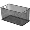 Milageto Contenitore Portaoggetti Aperto in Rete, 27x14x15cm, Scatole in Metallo, Cestino Rettangolare, Multiuso Organizer di Immagazzinaggio, Cestelli per Casa, Ripiani, Ufficio, Bagno, Cucina, Nero