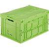 Relaxdays 1x Cassetta Pieghevole, Stabile, da Lavoro, Plastica Resistente, Scatola Portaoggetti 60L, HLP 32,5x58,5x39,5cm, Verde