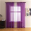 GYROHOME Tenda semplice in voile con tasca per canna, filtro della luce solare, in poliestere, trasparente, per soggiorno, camera da letto, patio, set da 2 pannelli, viola scuro, 132 x 229 cm