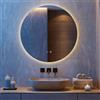 COSTWAY Specchio Rotondo LED da 70 cm, Specchio da Bagno da Parete con Luminosità Regolabile, Retroilluminato Morbido, Vetro Temperato con Funzione Memoria e Anti-Appannamento (70 cm x 3 cm)