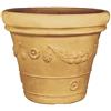 Decor Space Vaso Doppiobordo Festone rotondo in resina con decorazione per esterno Made in Italy (90 cm, Impruneta)