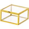 PuntoCasaStore Golden Box Scatola Quadrata Esagonale in Vetro e Metallo Color Oro bomboniera portaconfetti segnaposto Idea Regalo Matrimonio Anniversario promessa Comunione Nascita (Quadrata 8x8xH.5 CM)