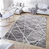 TAPISO Crystal Tappeto Pelo Corto Lucido Effetto 3D Design Moderno Motivo Astratto Geometrico Linee tonalità Grigio Bianco Soggiorno Sala Camera Cameretta Oeko-Tex 160 x 220 cm