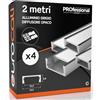 Eurocali 4 Profili da 2 metri (8mt) in Alluminio grigio per Strisce LED Schermatura Opaca ingombro max striscia led 12.2mm - 15.5 x 5.9