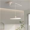 QAZXDRFG Lampada a Sospensione Moderna a LED con Braccio Girevole, dimmerabile, Rotonda, Lunga 15,7 Pollici, 37 W, Stile Crema, Regolabile, Illuminazione per Isola Cucina, Camera da Letto, Soggiorno