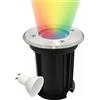 Partenopeautensili® Faretto segnapasso calpestabile lampada da incasso con attacco GU10 impermeabile IP65 per esterno giardino Viali sentieri By Universo (Tondo Luce RGB + Bianca)