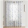 Generico Lino Tende Tendine Finestre a Pannello Trasparente Adatte per Porte Balcone Soggiorno Camera da Letto Cucina (Blu Flower, 140x280cm 2 Pannelli)