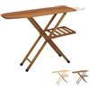 Paluplus Asse da Stiro Pieghevole in Legno di Faggio, Misura 140x35x92 cm, Altezza regolabile 3 Posizioni e Poggiaferro, Tavola da Stiro con Copriasse in Omaggio, Made in Italy -2574F-6,3 (Noce)
