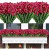 Famibay - 12 pezzi di fiori artificiali, piante finte resistenti ai raggi UV, fiori artificiali per esterni, in massa, per interni ed esterni, per vasi sospesi, per giardino, scatole per finestre